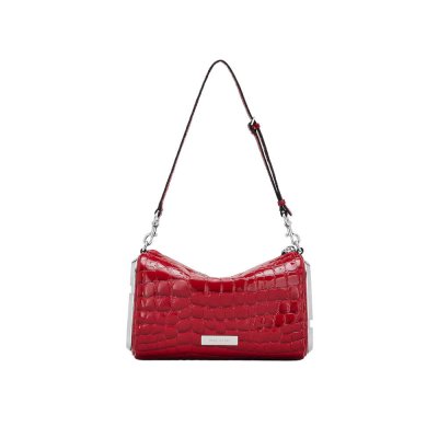 THE GLOSSY CROC SNAPSHOT SHOULDER BAG